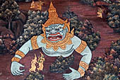 Detail from a mural painting with a 'Ramakien' motif - Thai version of the Indian Ramayana - from the temple complex of the Emerald Buddha, Bangkok (late 18th century) 